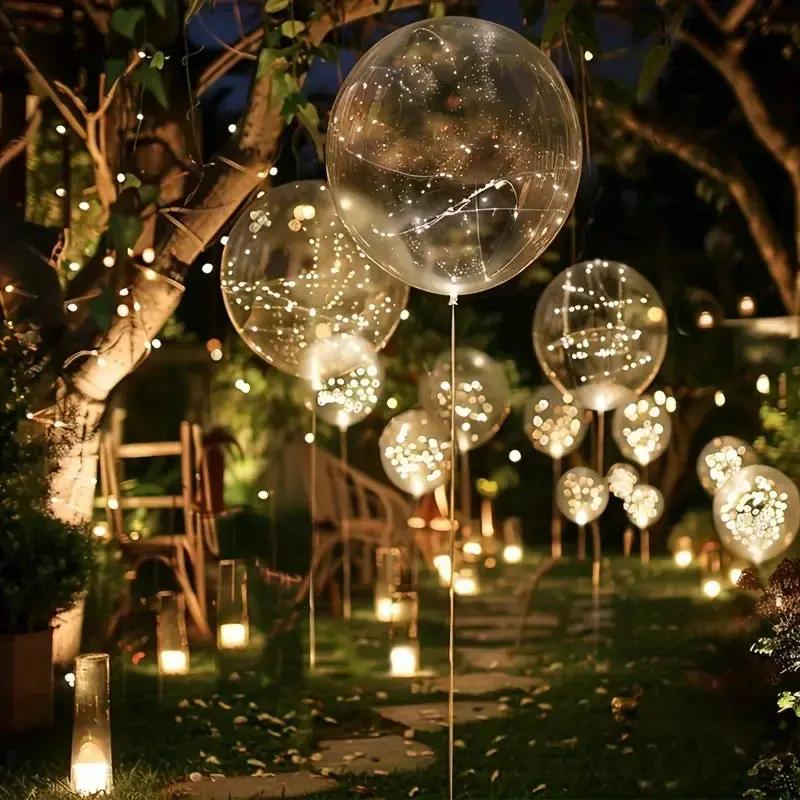 Transparent LED Balloons 45cm with Warm White Light String