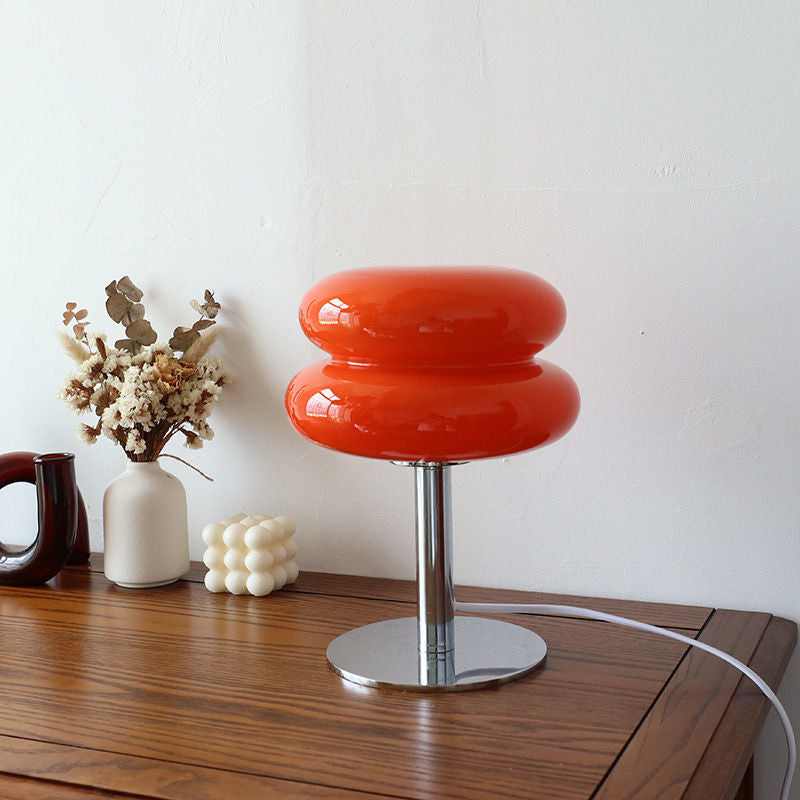 Glass Egg Table Lamp, Dimmable with Rotary Knob, Iron Base