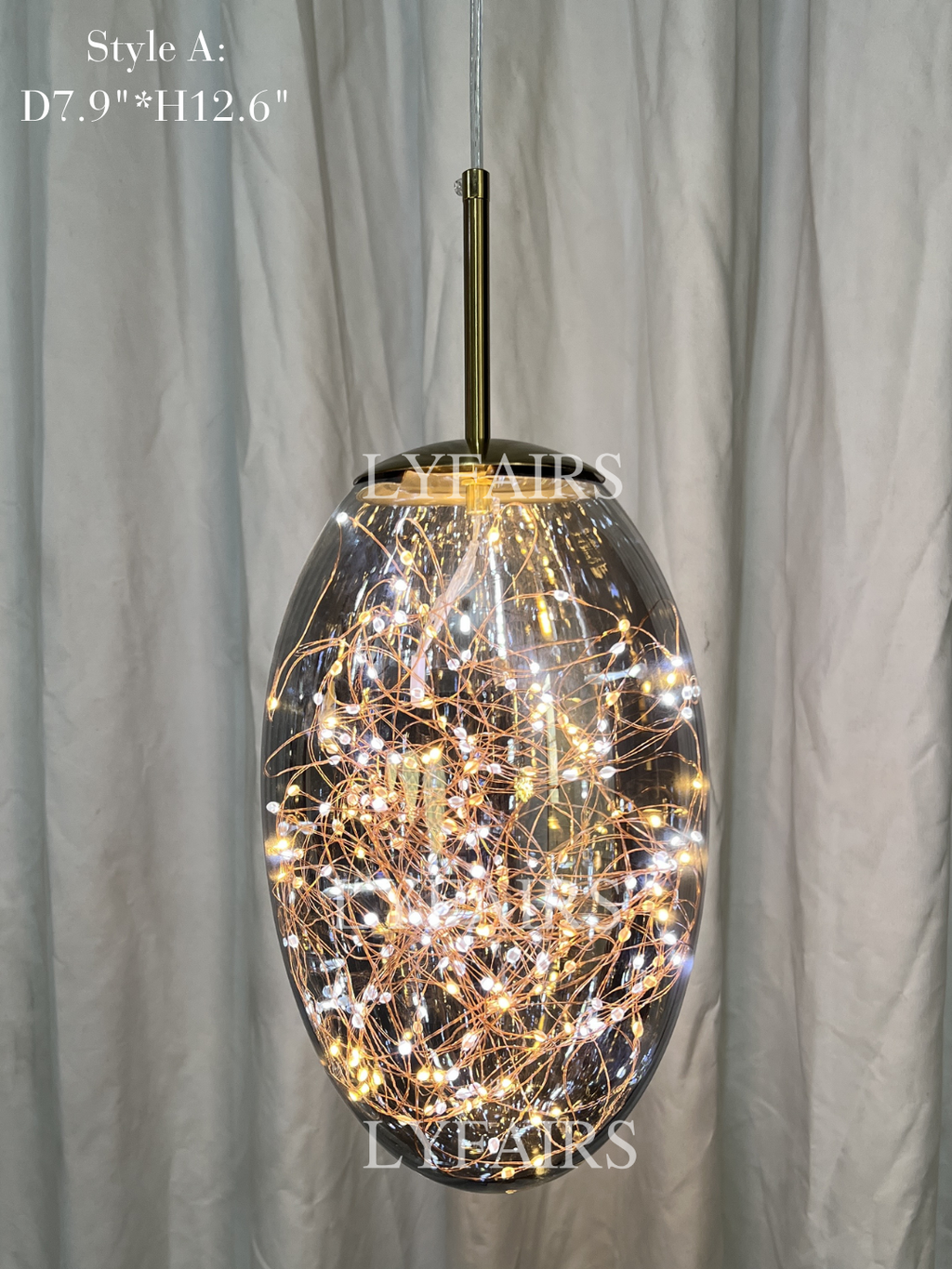 Grey Glass Pendant Chandelier with Starlight Ceiling Effect