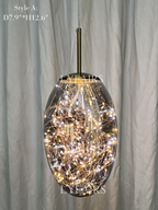 Grey Glass Pendant Chandelier with Starlight Ceiling Effect