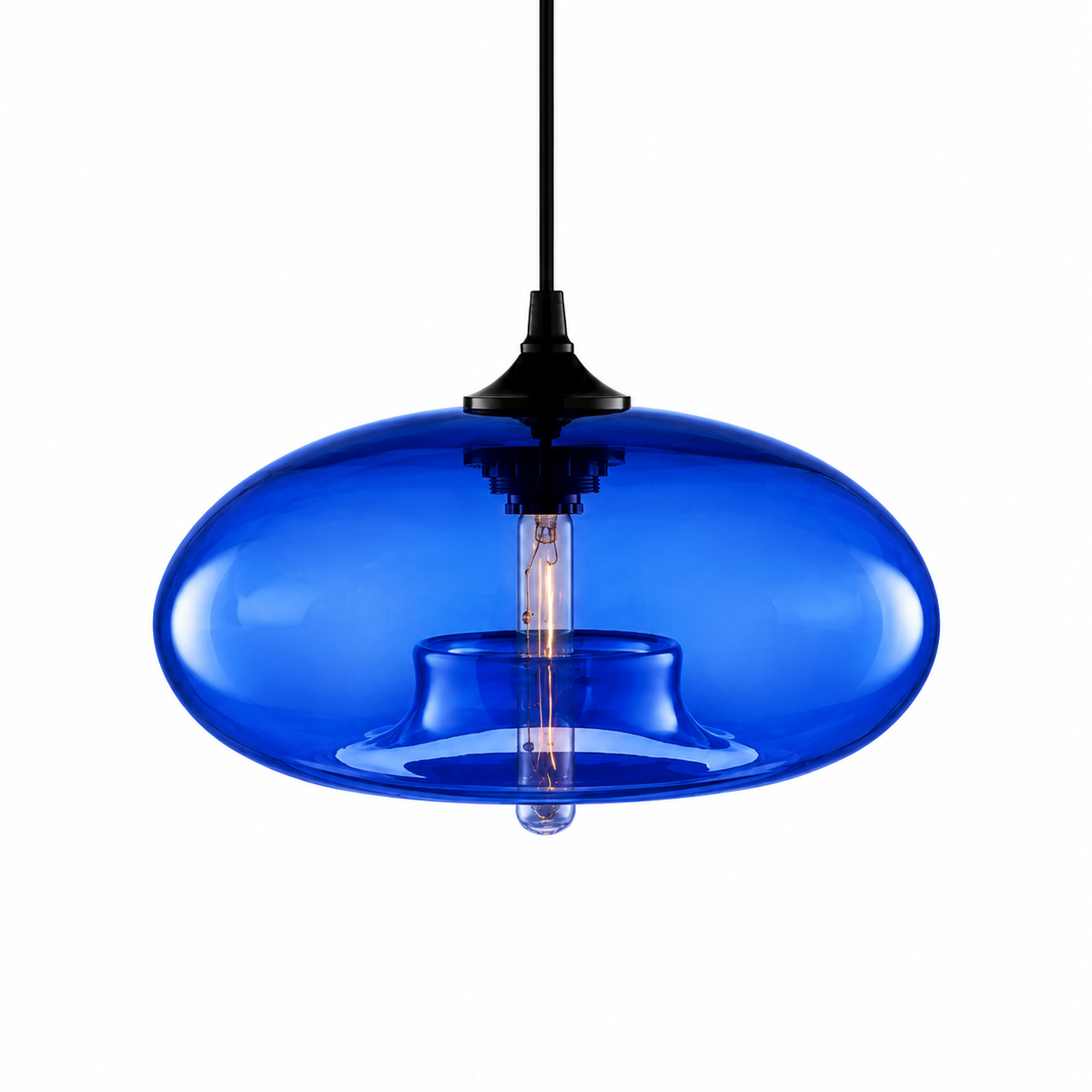 Nowoczesna lampa wisząca z eliptycznym szklanym kloszem, sześć kolorów, E27