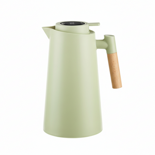 1L Vacuum Flask with Temperature Display and Wooden Handle