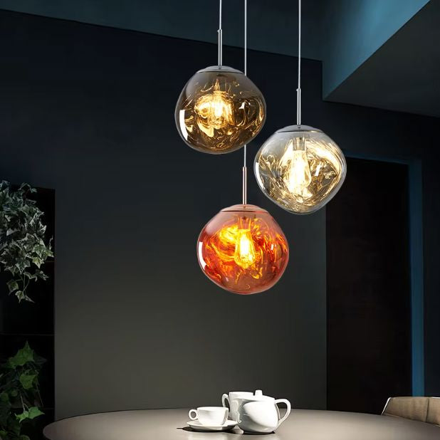 Mirrored Globe Pendant Light in PVC, 15-50cm, Adjustable Drop