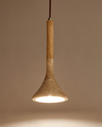 Travertine Pendant Light with Walnut Wood Detail