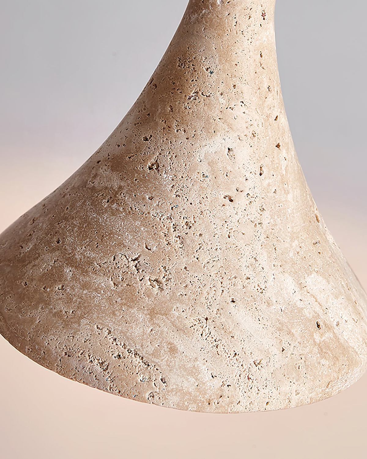 Travertine Pendant Light with Walnut Wood Detail