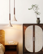 Travertine Pendant Light with Walnut Wood Detail