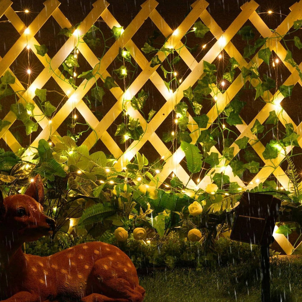 LED Leaf Vine String Lights, Warm White, Battery or Solar