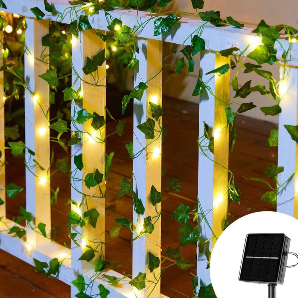 LED Leaf Vine String Lights, Warm White, Battery or Solar
