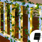 LED Leaf Vine String Lights, Warm White, Battery or Solar
