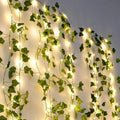 LED Leaf Vine String Lights, Warm White, Battery or Solar