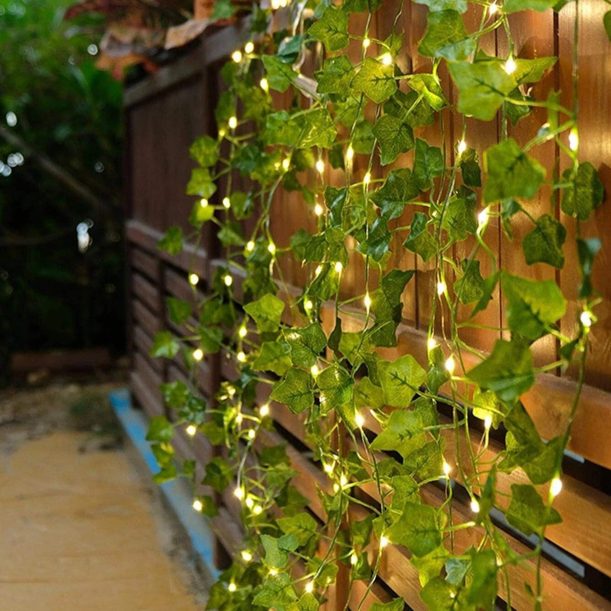 LED Leaf Vine String Lights, Warm White, Battery or Solar