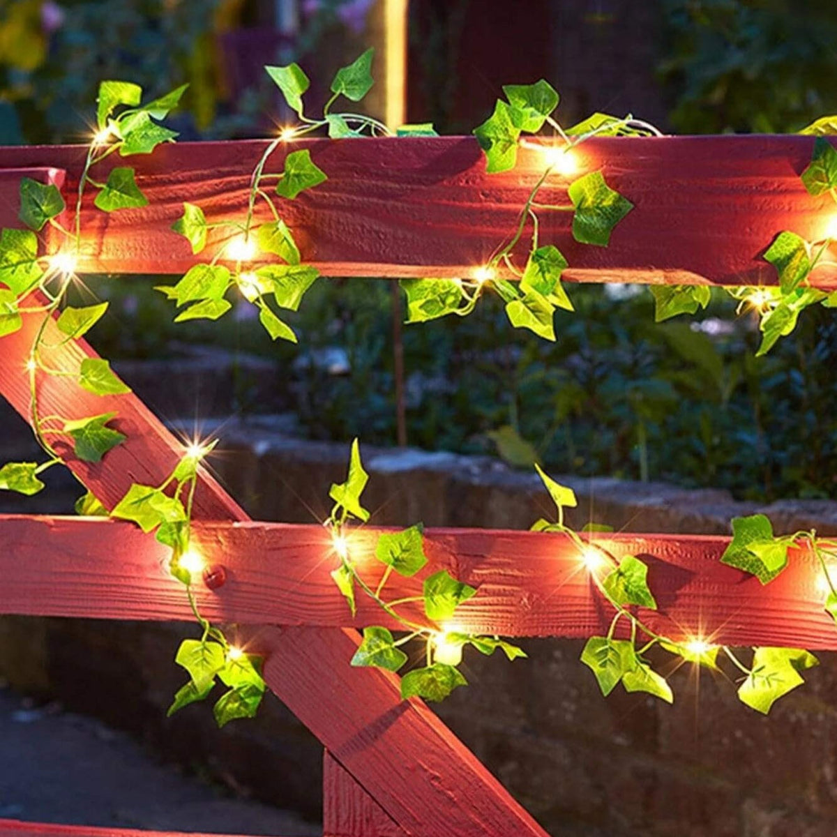 LED Leaf Vine String Lights, Warm White, Battery or Solar