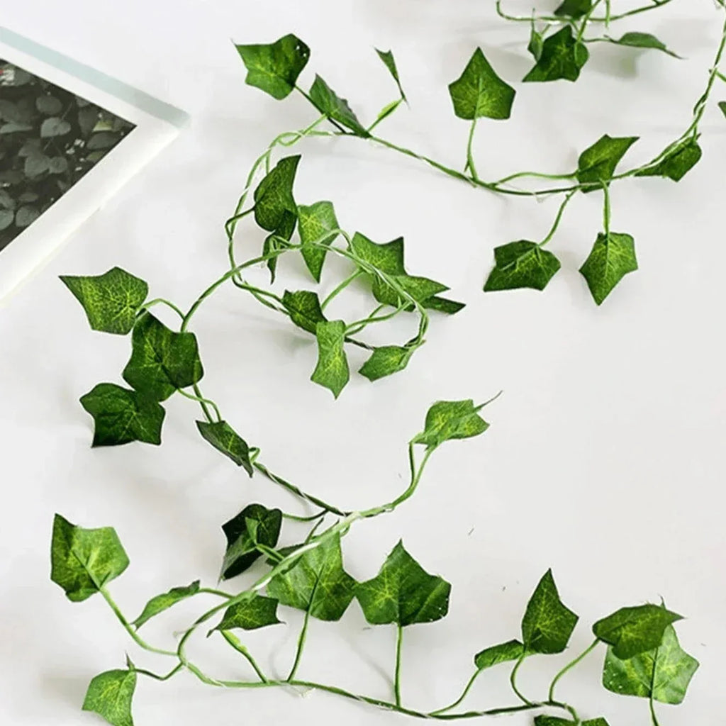 LED Leaf Vine String Lights, Warm White, Battery or Solar
