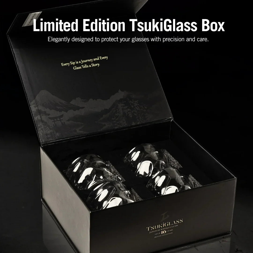 Japanese Crystal Whisky Glass with Wave Texture, Gift Boxed