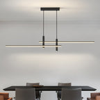 Linear LED Island Pendant Light, 90 to 150 cm, Black or Gold