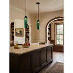 Hand-Blown Glass Cylinder Pendant Light, Black or Gold Finish