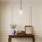 Hand-Blown Glass Cylinder Pendant Light, Black or Gold Finish