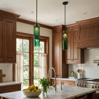 Hand-Blown Glass Cylinder Pendant Light, Black or Gold Finish