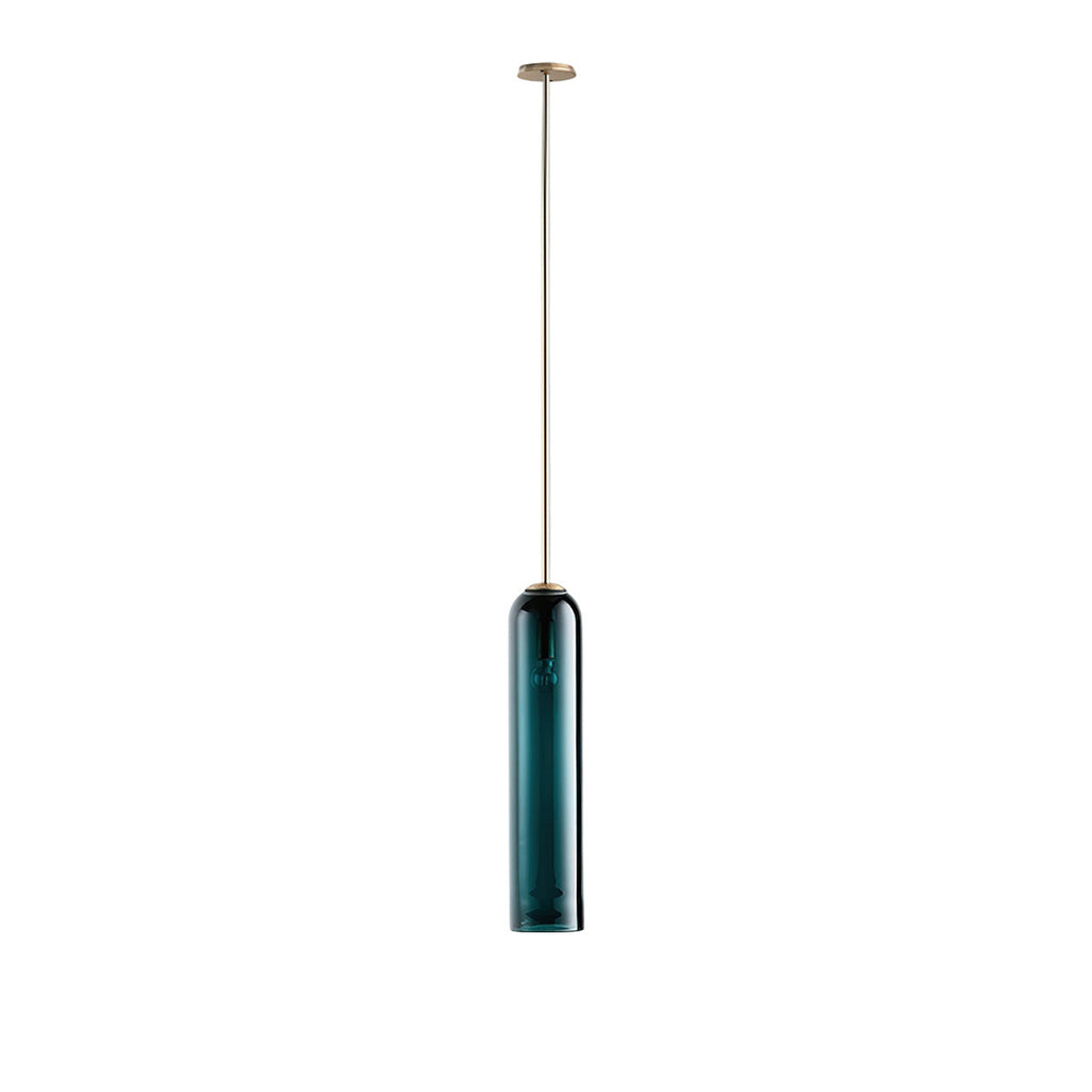 Hand-Blown Glass Cylinder Pendant Light, Black or Gold Finish