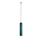 Hand-Blown Glass Cylinder Pendant Light, Black or Gold Finish
