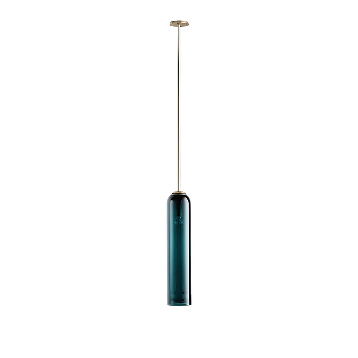 Hand-Blown Glass Cylinder Pendant Light, Black or Gold Finish