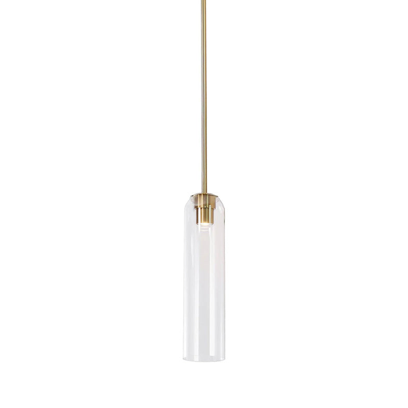 Hand-Blown Glass Cylinder Pendant Light, Black or Gold Finish