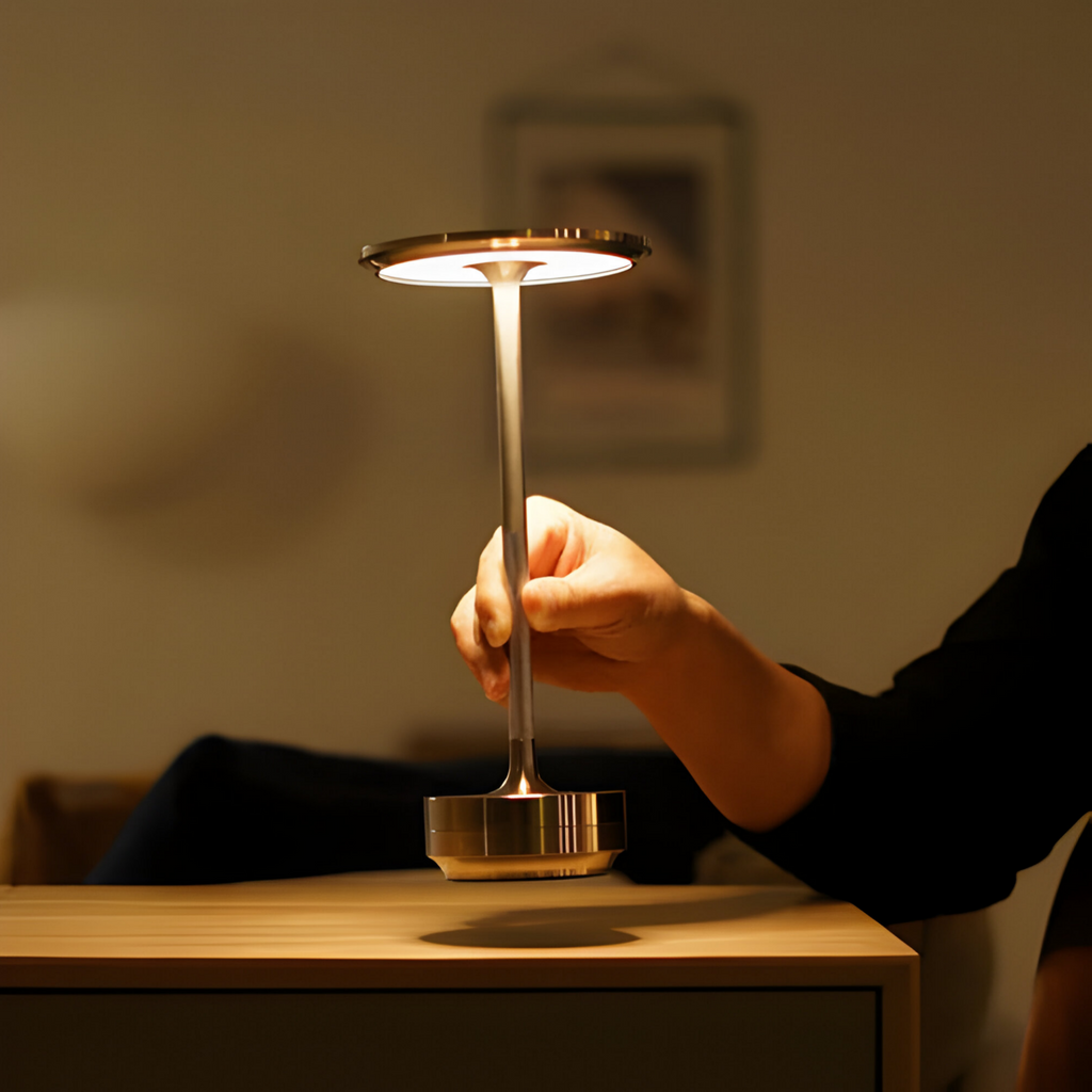 Rechargeable Touch Table Lamp, 3-Level Dimmable LED in Metal
