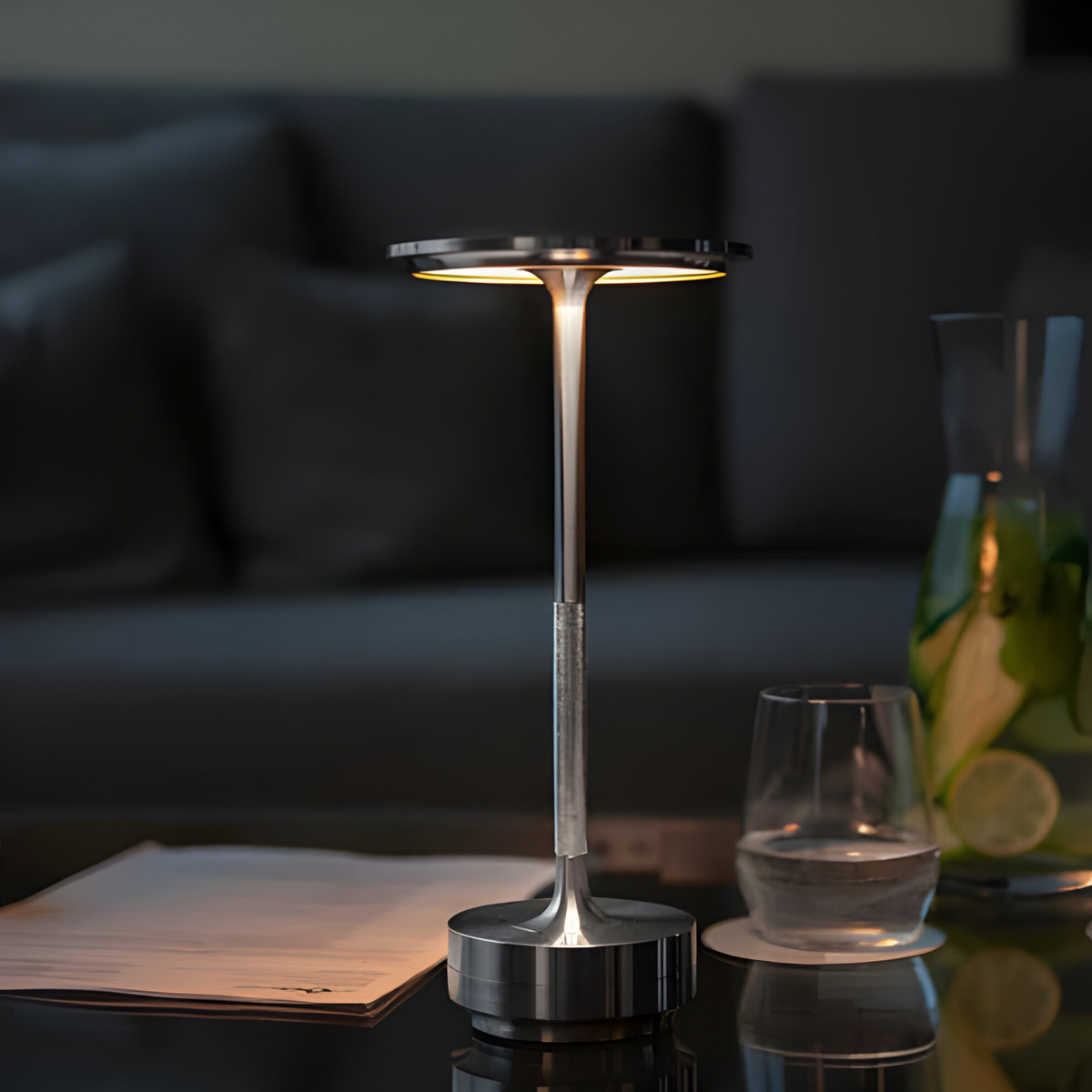 Rechargeable Touch Table Lamp, 3-Level Dimmable LED in Metal