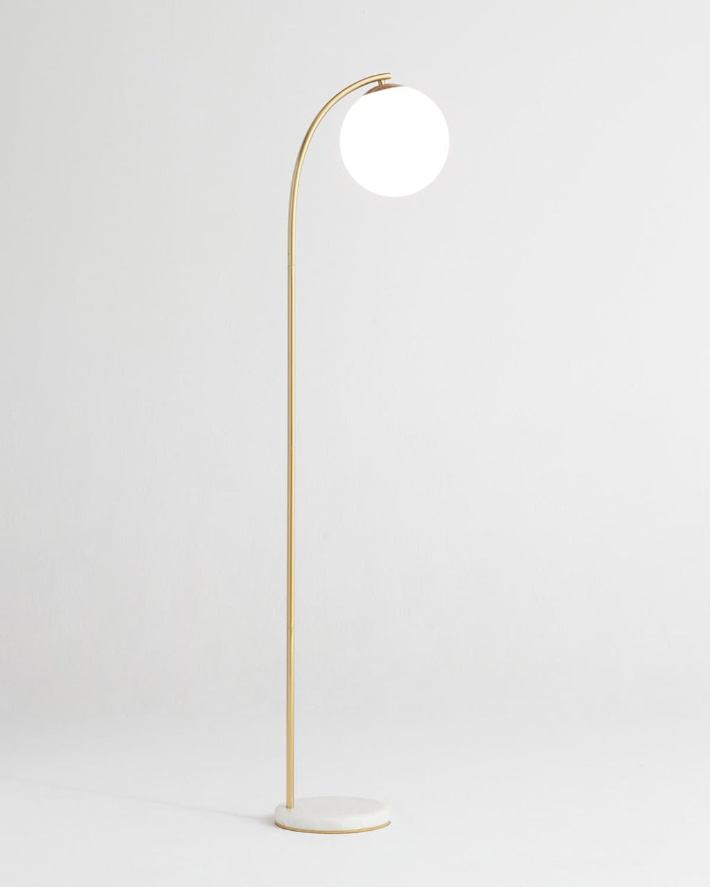 Marble-Effect Floor Lamp with Glass Globe Shade, 168cm, 3000K