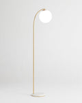 Marble-Effect Floor Lamp with Glass Globe Shade, 168cm, 3000K