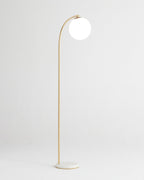 Marble-Effect Floor Lamp with Glass Globe Shade, 168cm, 3000K