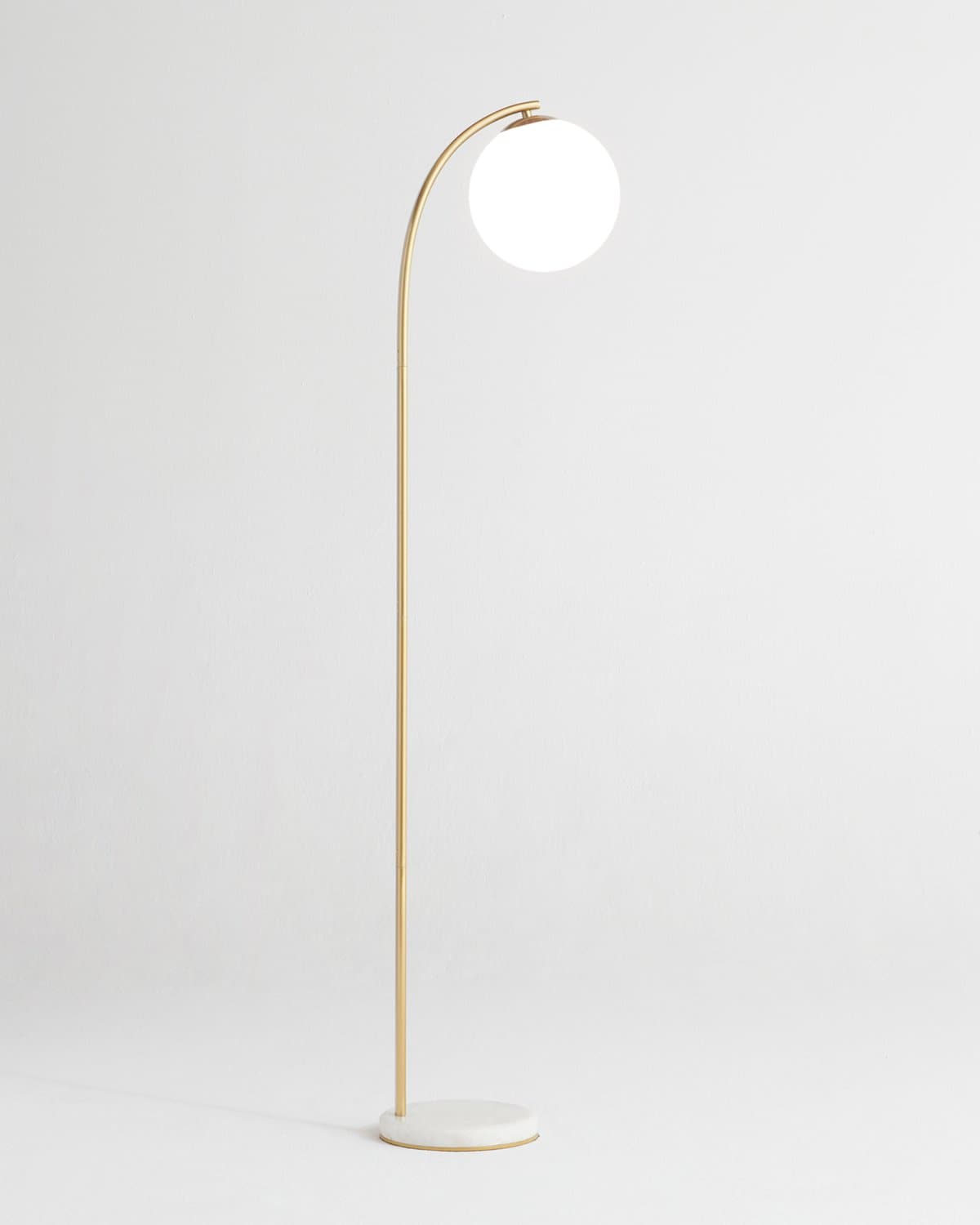 Marble-Effect Floor Lamp with Glass Globe Shade, 168cm, 3000K