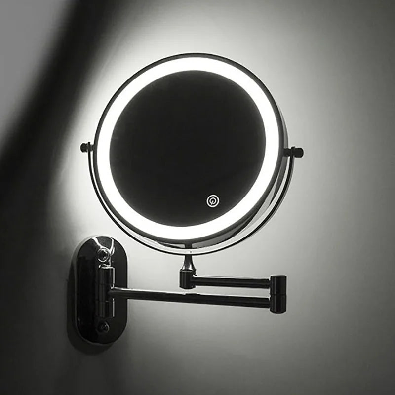 LED Magnifying Vanity Mirror with Adjustable Arm, USB-C