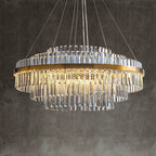 K9 Crystal Chandelier in Gold, Round or Rectangular, 3000K LED