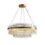 K9 Crystal Chandelier in Gold, Round or Rectangular, 3000K LED