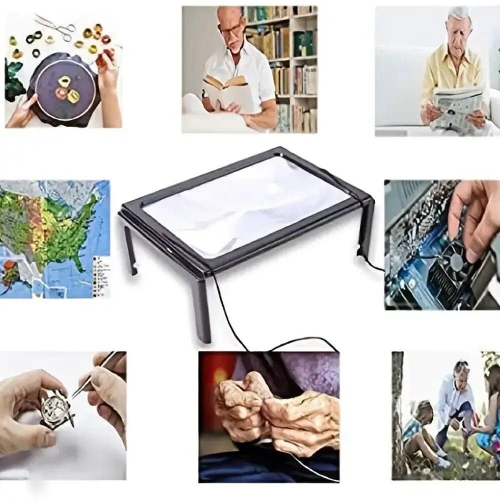 Folding Desk Magnifier with LED Light, 3x Hands-Free