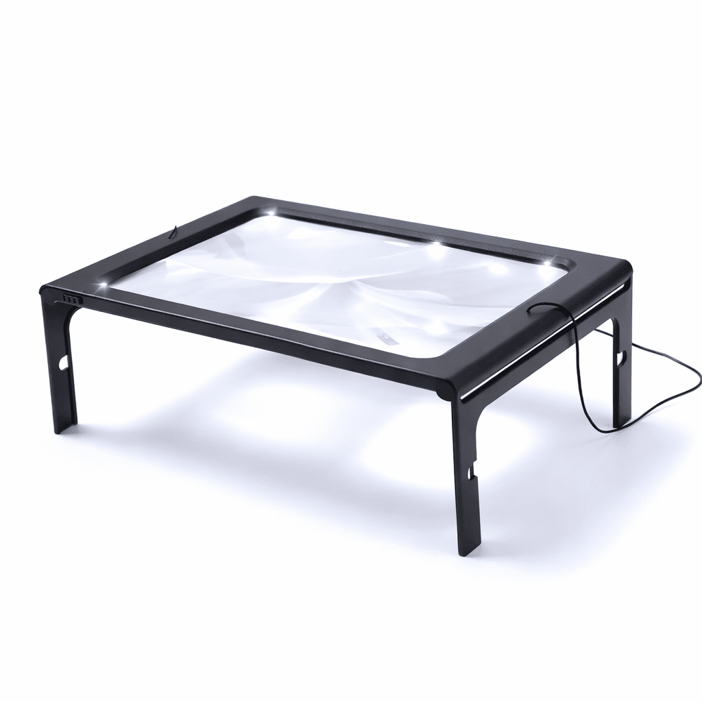 Folding Desk Magnifier with LED Light, 3x Hands-Free