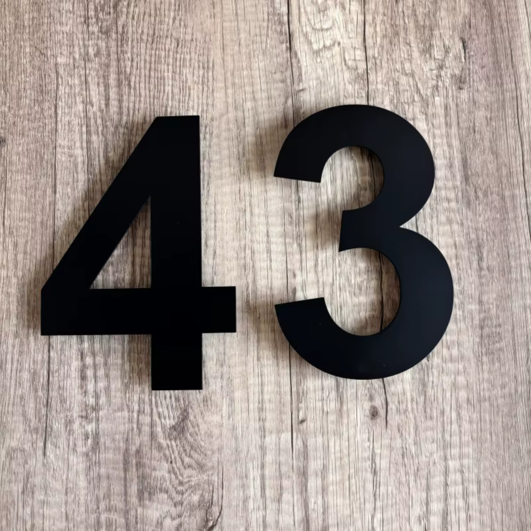 Floating 3D House Number in Stainless Steel, 20 cm