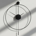Silent Pendulum Wall Clock, 50 cm, Black Metal