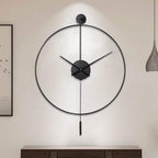 Silent Pendulum Wall Clock, 50 cm, Black Metal
