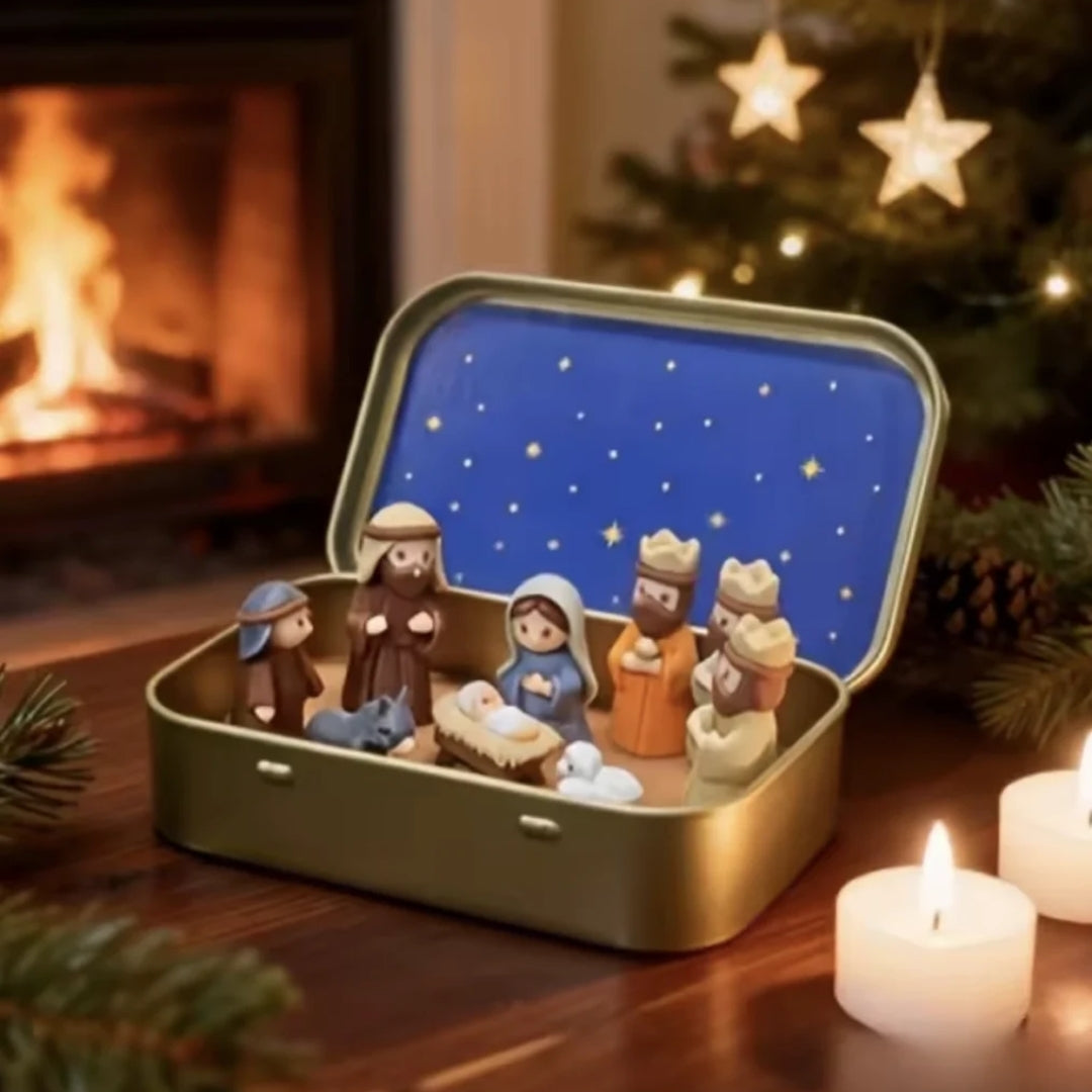 Stainless Steel Nativity Keepsake Box with Starry Lid