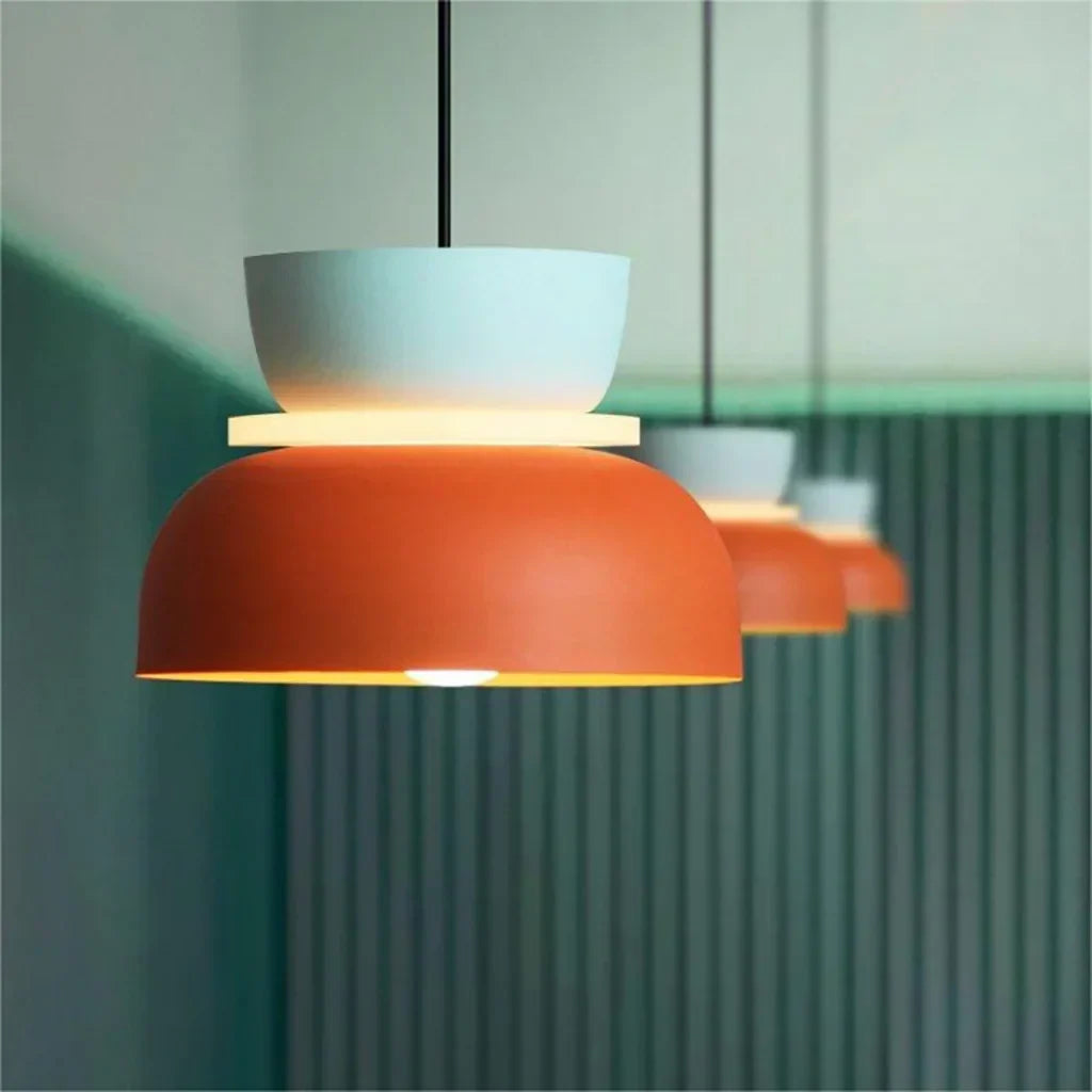 Nordic Layered Acrylic Pendant Light with Two-Tone Colour Shades