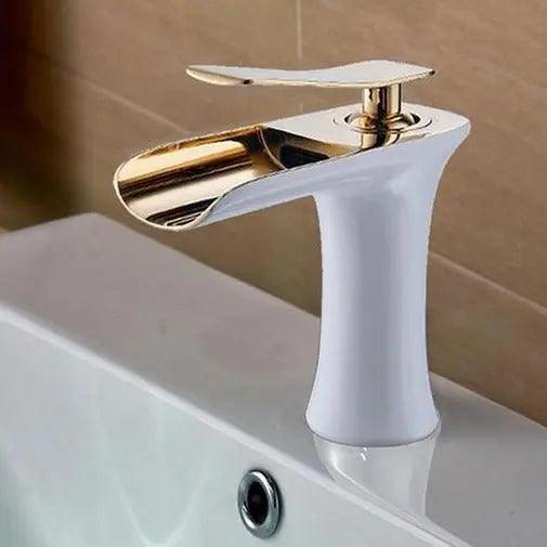 Gold Single-Lever Basin Tap, Brass Body, Ceramic Cartridge