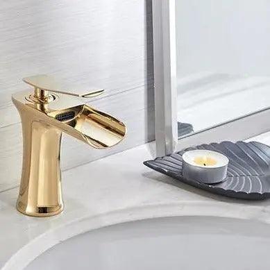 Gold Single-Lever Basin Tap, Brass Body, Ceramic Cartridge