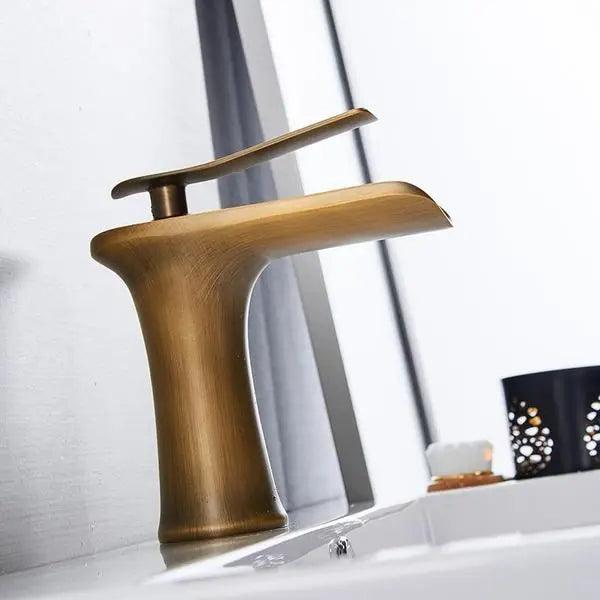 Gold Single-Lever Basin Tap, Brass Body, Ceramic Cartridge