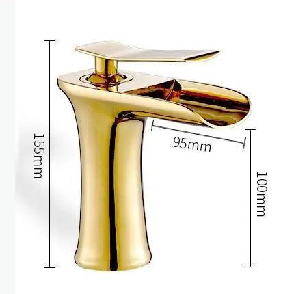 Gold Single-Lever Basin Tap, Brass Body, Ceramic Cartridge