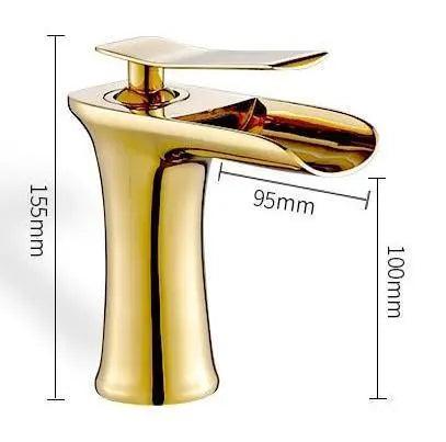 Gold Single-Lever Basin Tap, Brass Body, Ceramic Cartridge