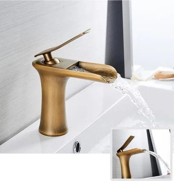 Gold Single-Lever Basin Tap, Brass Body, Ceramic Cartridge