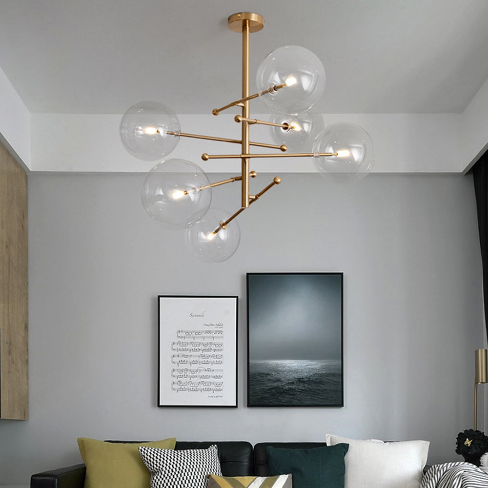 Glass Globe Chandelier with 6 or 8 Lights, G4 LEDs Included