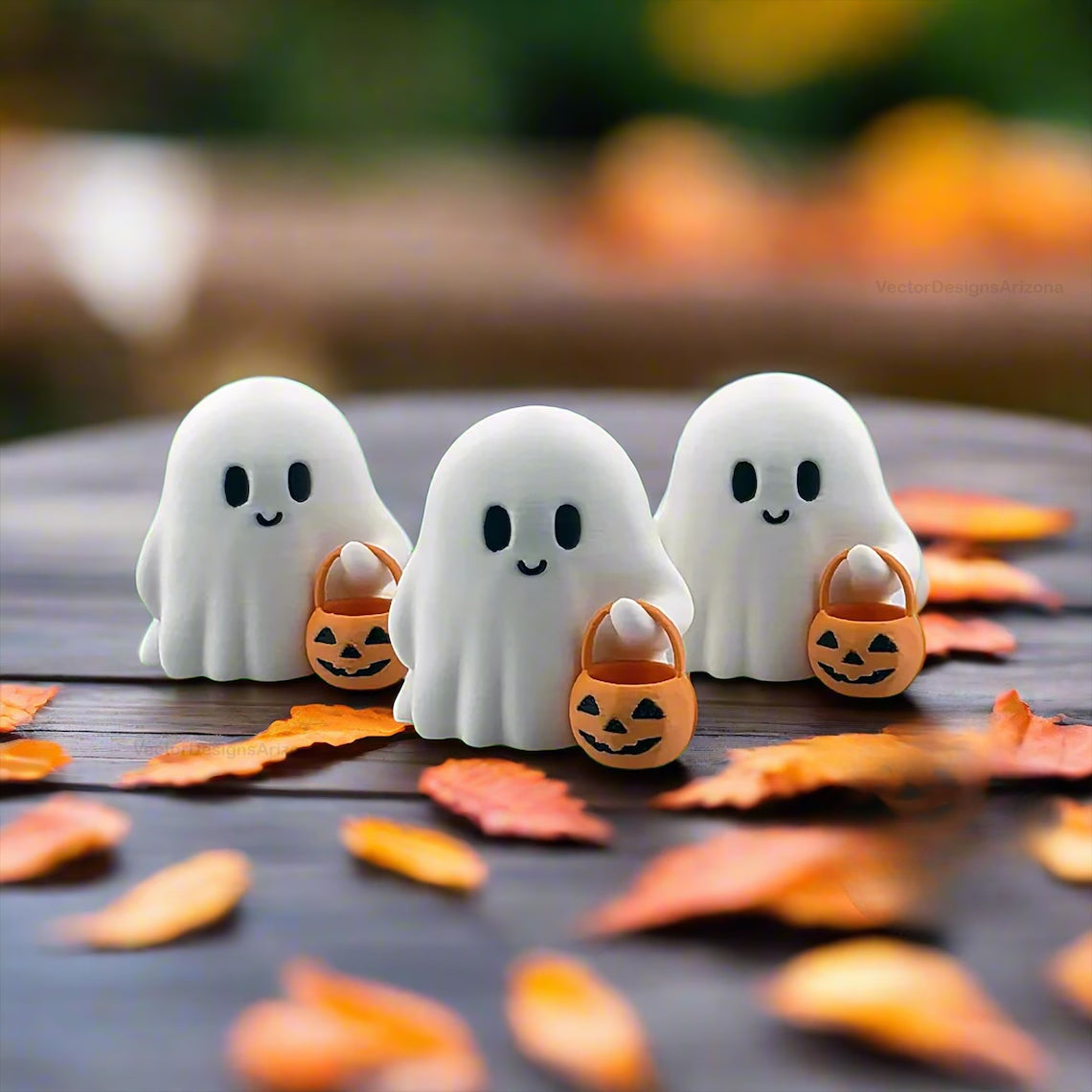White Resin Ghost Figurines, Set of 3 Halloween Decorations